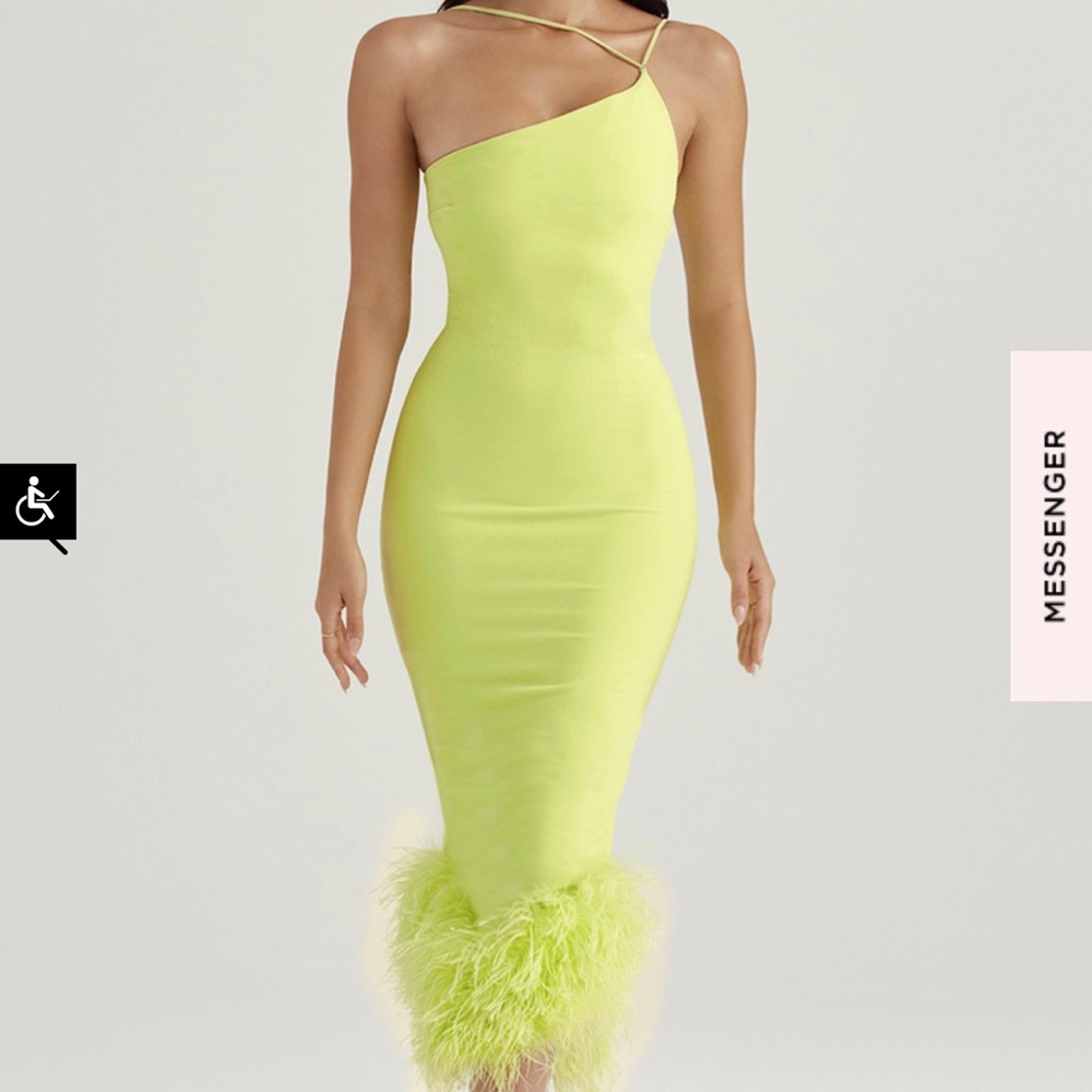 Houseofcb Alessia Lime Midi Dress Size Small Gem